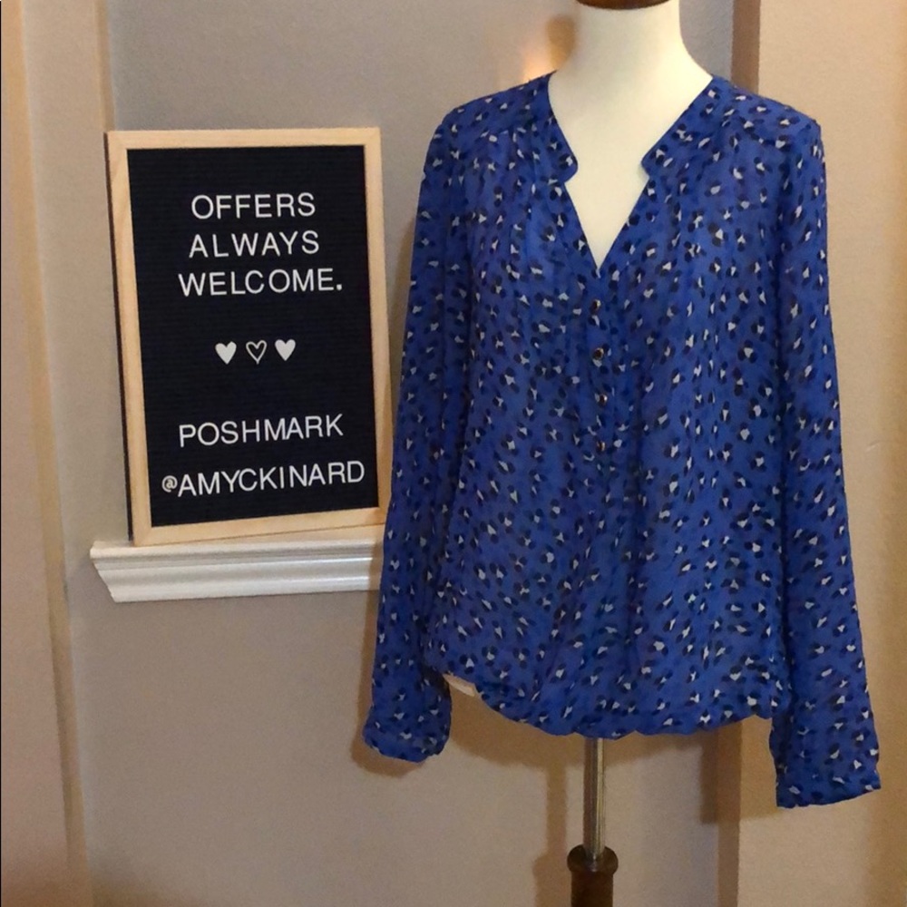 Gap Sheer Blue Leopard Print Top